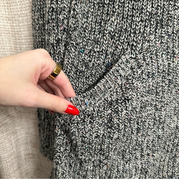 J.Jill Long Sweater Cardigan Black Grey White Speckled Zip Up Sweater Size Small - Picture 4 of 8
